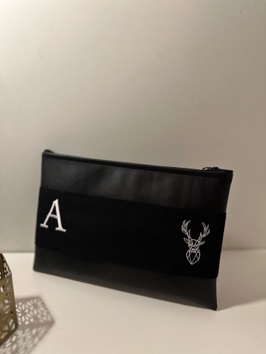 باوتش جلد اسود مسكه قماش اسود غامق