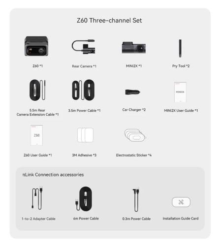 داش كام دي دي باي DDPAI-Z60 4K GPS أمامية + داخلية...