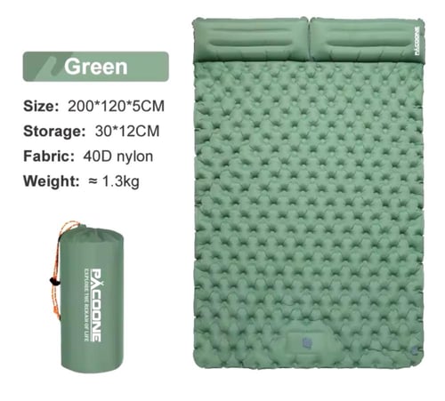 مرتبة تخييم قابلة للنفخ ، وسادة هوائية مزدوجة مقاو...