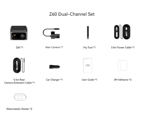 داش كام دي دي باي DDPAI-Z60 4K GPS أمامية + خلفية