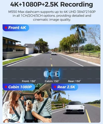 داش كام أزدوم M550 Max - 4K أمامية + داخلية + خلفي...