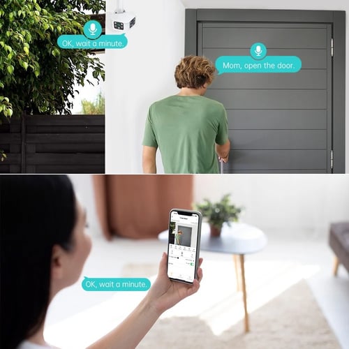 كاميرا WiFi بعدستين واسعة 180 درجة بدقة 8MP 4K