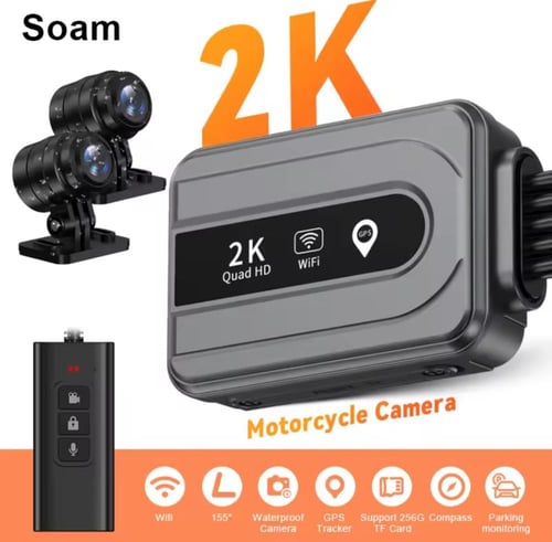 كاميرا ثنائية للدراجة النارية WiFi / 2K - DVR