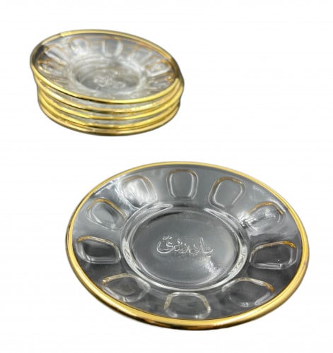 صحن فنجان شاي بادريق ذهبي