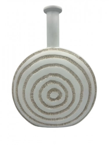 مزهرية بولي ريزن دائري ابيض