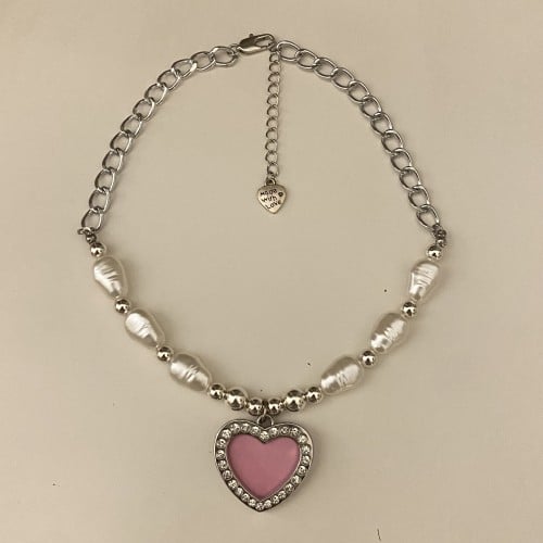 Crystals heart necklace