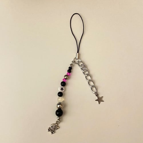 Pink skull phone charm