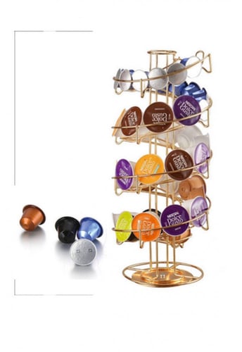 حامل كبسولات دلوتشي ونيسبريسو بلون ذهبي