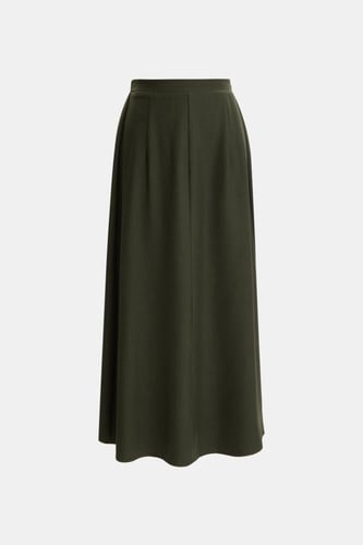 تنورة متوسط زيتي بخصر مطاطي