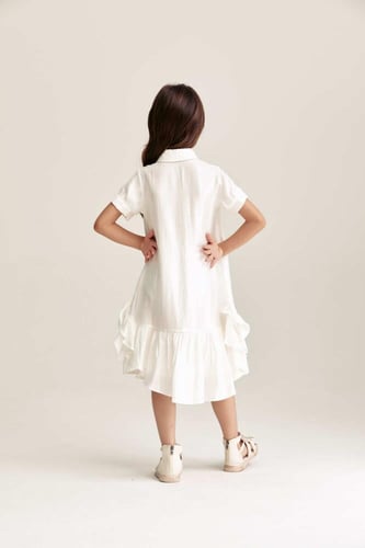 فستان قميص بكشكش من أسفل