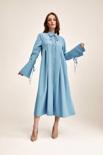 فستان قميص مزين بكسرات