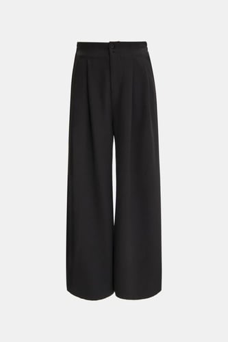 بنطلون بخصر عالي مزين بكسرات