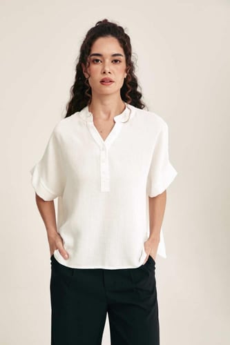 بلوزة فضفاضة بأكمام قصيرة