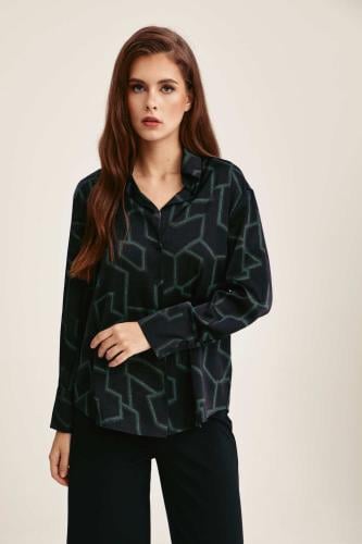 قميص فضفاض بنقوش هندسية