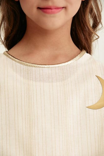 فستان جلد مع بلوزة مزينة بهلال