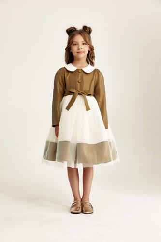 فستان منفوش مزين بأزرار