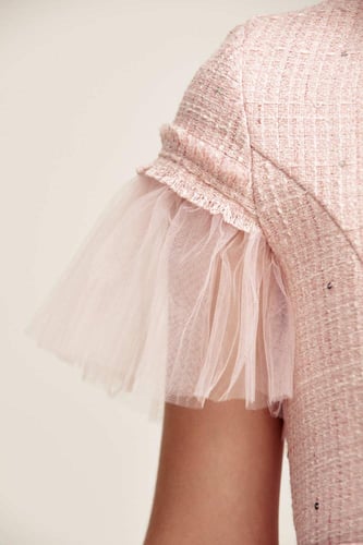 فستان تويد بطبقات كشكش