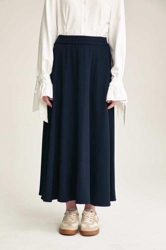 تنورة ثانوي كحلي بخصر مطاطي