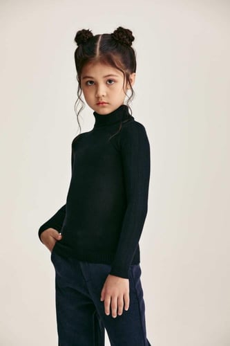 بلوزة أساسية بياقة عالية