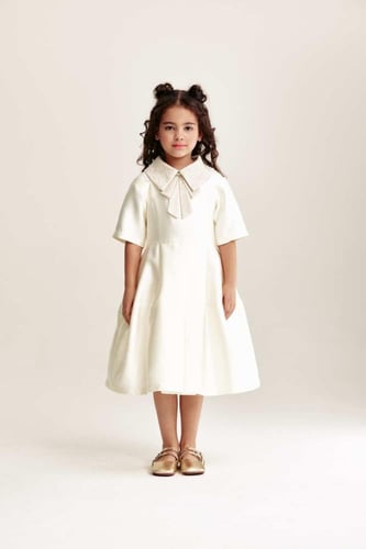 فستان تفتا بياقة فيونكة