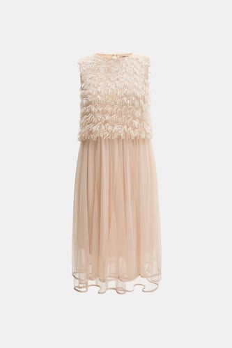 فستان تول بلا أكمام مزين بالترتر