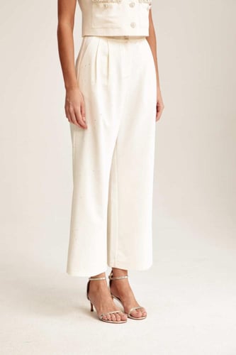 بنطلون بخصر مرتفع بلمعة