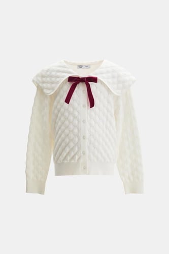 كارديغان محبوك بفيونكة مخمل