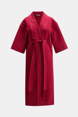 معطف طويل بحزام ربط