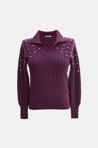 بلوزة محبوكة مزينة بكريستالات