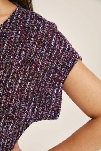 فستان تويد بأكمام قصيرة