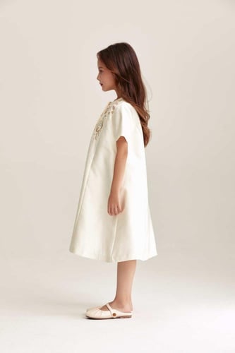 فستان بأكمام قصيرة مُطرز بالخرز