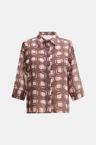 قميص مطبع بأكمام متوسطة