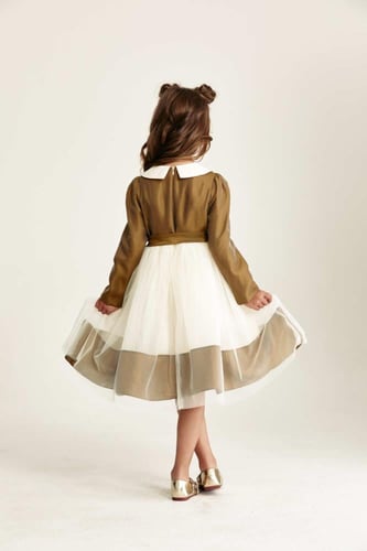 فستان منفوش مزين بأزرار