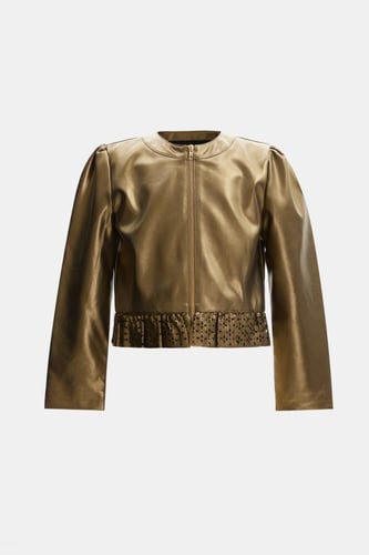 جاكيت لامع بحواف كشكش