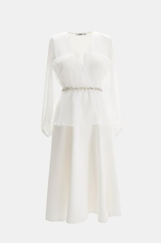 فستان بحزام مزين بالكريستال