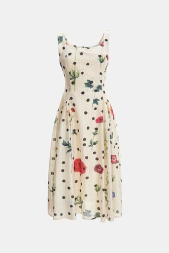 فستان منقط بلا أكمام