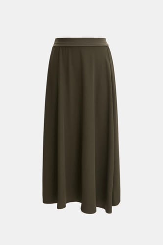 تنورة متوسط زيتي بخصر مطاطي