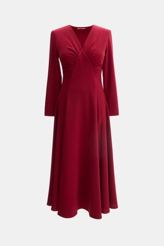 فستان ميدي بتفاصيل مزمومة