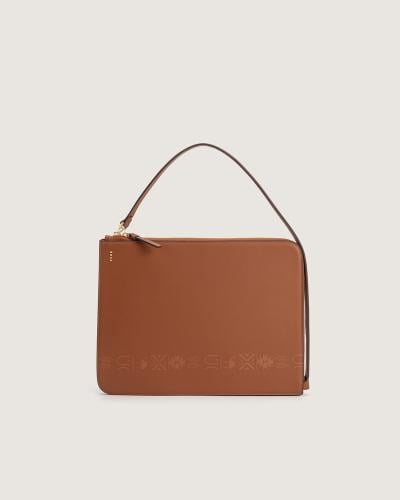 شنط باوتش آن للجنسين من الجلد بلون بني