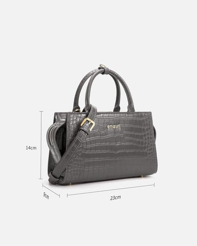 شنطة نسائية إمزوري جلد بلون رمادي