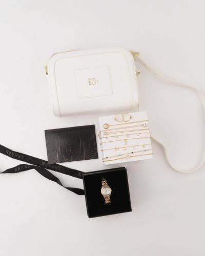 هدية نسائية إمزوري شنطة وساعة واكسسوارات