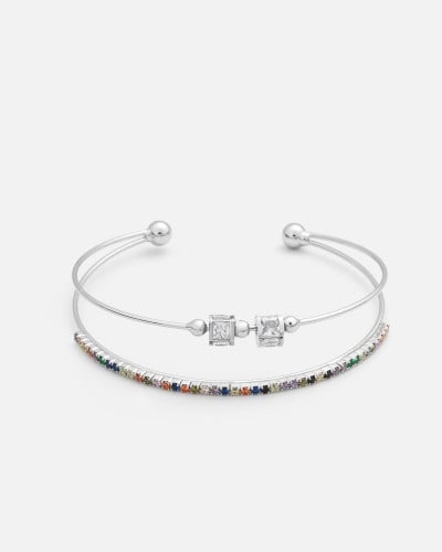 ‎ اسوارة نسائية بتصميم كلاسيك بلون فضي