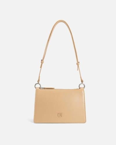 شنطة نسائية آن من الجلد بلون بني