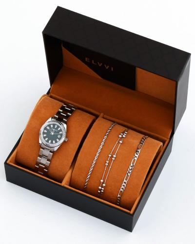 هدية نسائية الفي اند كو بلون فضي من ساعة واساور