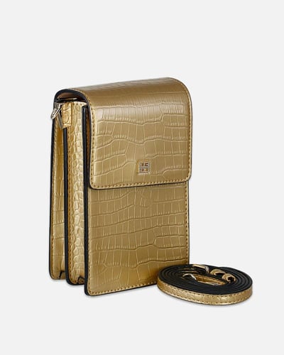 ‎ شنطة أطفال زايروس من الجلد باللون الذهبي