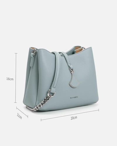 شنطة نسائية الفي اند كو من الجلد بلون أزرق فاتح