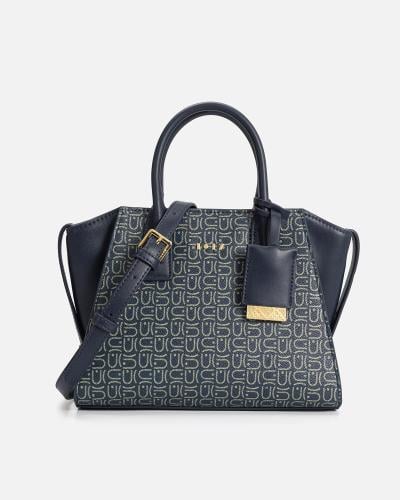 شنطة نسائية من الجلد باللون الأزرق