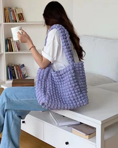 ‎ شنطة نسائية قماش باللون الأزرق