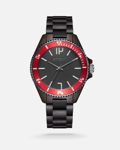 ساعة رجاليه إمزوري بسير خشبي بلون بني