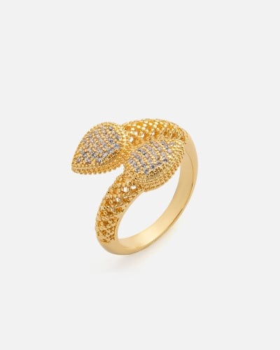 ‎ خاتم نسائي بتصميم كلاسيك بلون ذهبي